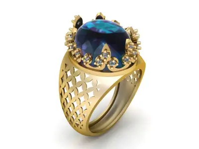 BLUE TOPAZ MEN RING 3D PRINTABLE MODEL 3D print model