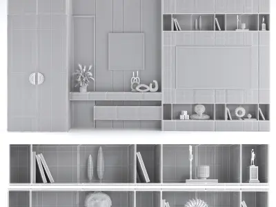 tv wall - set 01 3D model