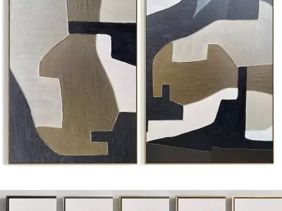Plaster Two Photo Frame 278 Low-poly 3D model