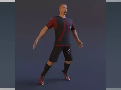 Football Player game ready character Low-poly 3D model