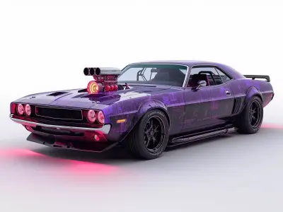 Futuristic Cyberpunk Muscle Car 3D Model Low-poly 3D model