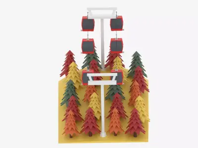 Autumn Hill Forest Cable Car 3D model