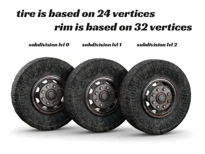 Lowpoly Vintage Truckwheel Low-poly 3D model