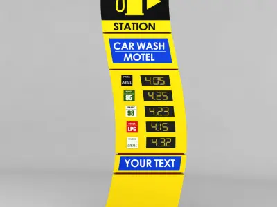 Gas station price sign totem low poly 03 Low-poly 3D model