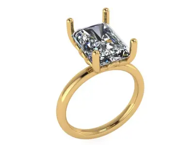 Emerald cut solitaire 3D print model