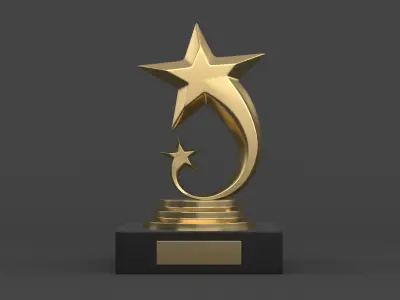 Gold Trophy Cups 3D model 8