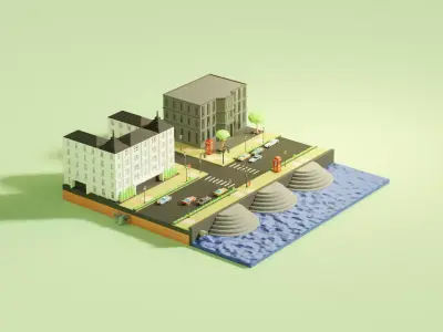 Europe City Isometric Illustration 3D model