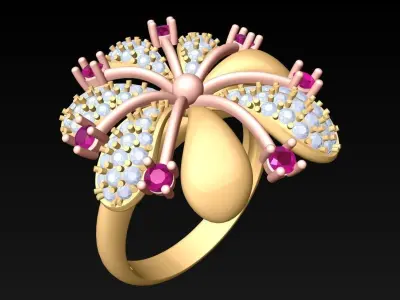 Flower Rings - Womens Ring - N4345 3D print model