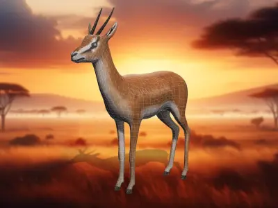 Savanna gazelle Sprinter  3D Antelope Model Low-poly 3D model