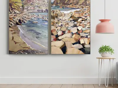 Plaster Two Photo Frame 06 Low-poly 3D model