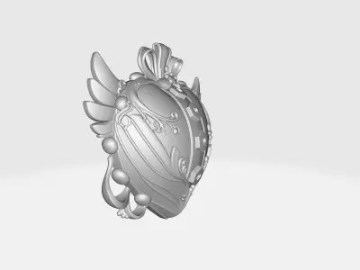 Royal Heart Valentine Decor Elegant Love Emblem with Wings 3D print model