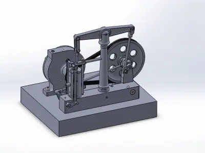 Miniature Steam Engine with Horizontal Beam and Centrifugal P... Free 3D model