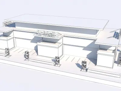 Simple and Effective Mall Shopping Store Building Low-poly 3D model