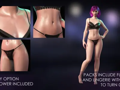 Streetwear Girl 1 - Casual Wear Girls Pack 1 Game-Ready Low-poly 3D model