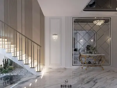 New Classic Interior Scene Staircase Living Room Majlis Corona Low-poly 3D model