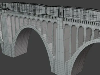 Viaduct with BiLevel train 3D model