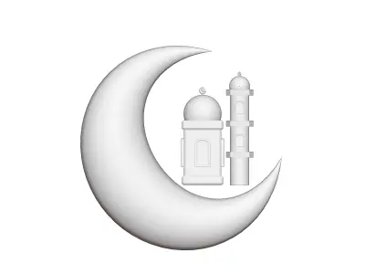 Crescent Moon and mosque doom 3D model