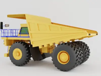 Mining large truck of yellow color  on white background Low-poly 3D model