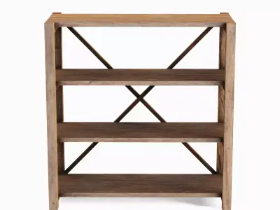 Wide Pottery Shelf 05 Low-poly 3D model