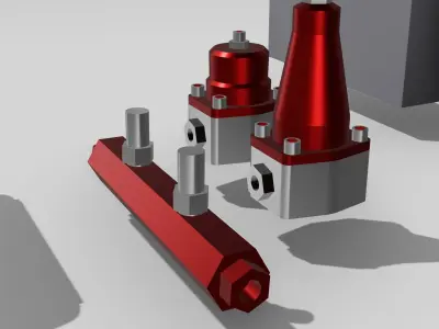 12 Piece Fuel system set AN fittings fuel pumps fuel regulators 3D print model