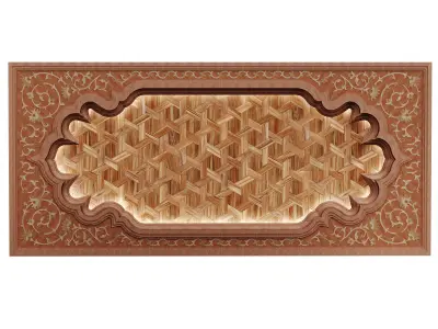 Arabic islamic ceilling wooden pattern set 578 3D model