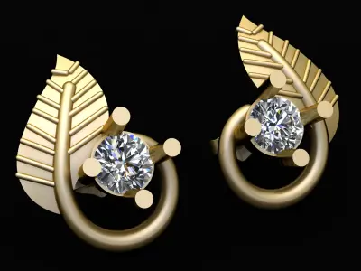 LUXURY LEAF AND DIAMONT PENDANT   EARRING  3D PRINTABLE MODEL  3D print model