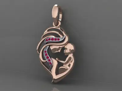 Pendant  Mother with child 3D print model