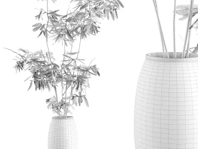 Ficus branches bouquet set 01 3D model