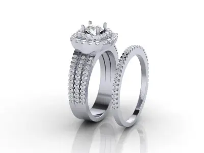 Double halo ring and band 3D print model