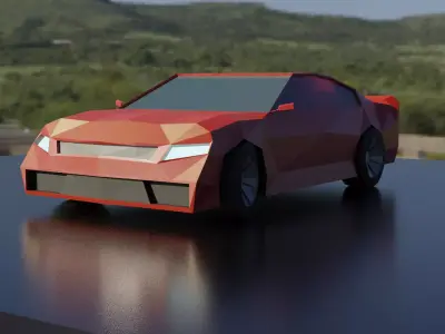 Low poly car origami Low-poly 3D model