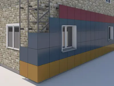 Mechanic facade systems  Low-poly 3D model