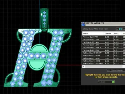 LUXURY ALPHABET H PENDANT 3D PRINTABLE MODEL 3D print model