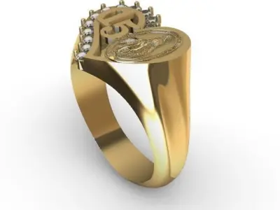 Anillo De Quiceanera  con medalla virgen de la milagrosa 3D print model