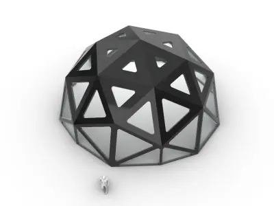 Geodesic Dome with Dynamic Perforations and glass panels  3D model