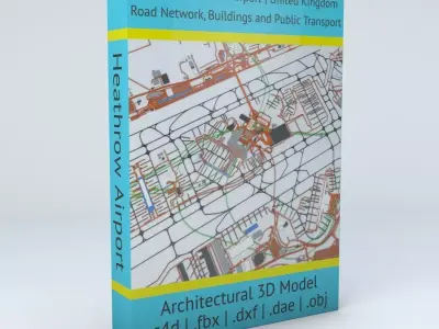 London Heathrow LHR Airport Roads Buildings and Public Transport 3D model