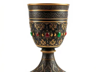 Ornate Chalice with Gemstones Model Pack Low-poly 3D model