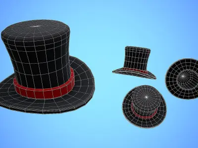 TOP HAT CARTOON STYLIZED Low-poly 3D model