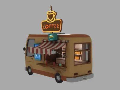 Cyberpunk Cafe Van Low-poly 3D model