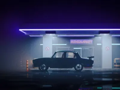 The car is in atmospheric refueling Low-poly 3D model