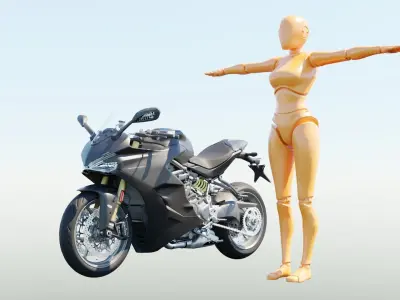 Motorcycle low poly 3d model Low-poly 3D model