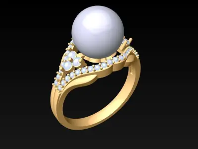 Pearl Ring - Womens Rings  - N720108 3D print model