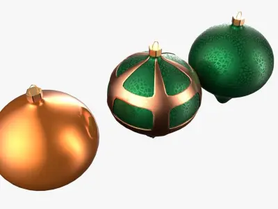 Christmas Tree Ornament Set8 - Green Orange 3D model