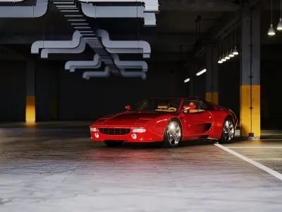 Parking garage with Ferrari sports car 3D model 3D model