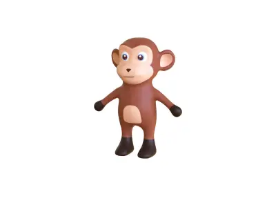 High-Quality 3D Cute Monkey - Animated for Games  Low-poly 3D model
