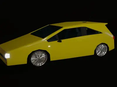 Yellow car lowpoly Low-poly 3D model