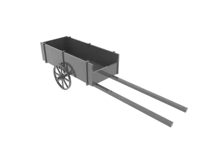 Wooden Vagon Cart  Low-poly 3D model
