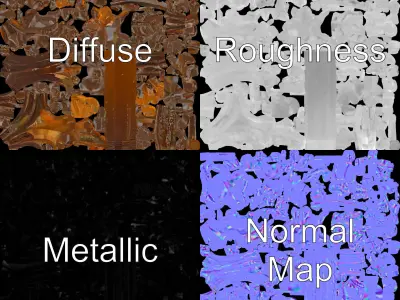 Rustic Metal Fern Leaf Decor Model Pack Low-poly 3D model