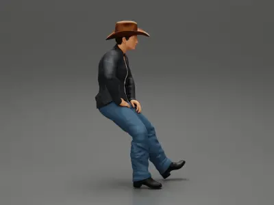 young man wearing casual outfit sitting on a motocycle 3D print model