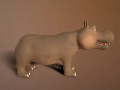cartoon hippo Low-poly 3D model purchase