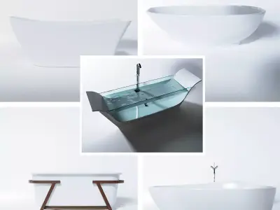 10 models modern luxury bathtubs - 1 plus 2 Parts 3D model